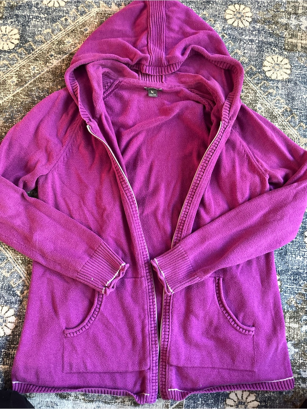 Eddie Bauer Hooded Zip Cardigan - Magenta Purple